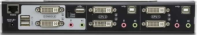 Переключатель, электрон., KVM+Audio+USB 2.0, 1 user USB+2xDVI =) 2 cpu USB+4xDVI, со шнурами USB/DVI Dual Link 2х1.8м.+DVI Dual Link 2х1.8м., 2560x1600, настол., исп.спец.шнуры, без OSD, некаскад, 2-PORT USB 2.0 DVI DUAL VIEW KVMP SWITCH