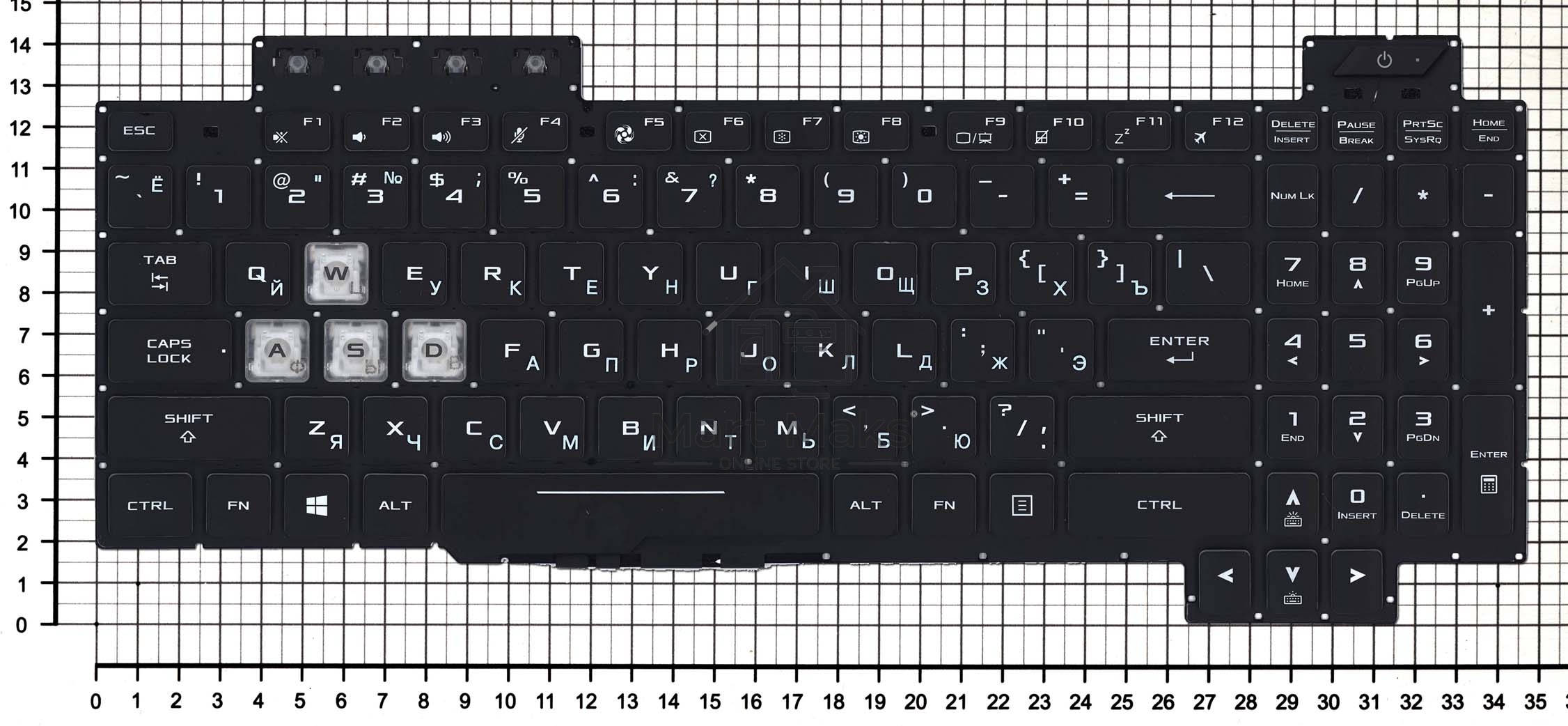 Клавиатура для ноутбука Asus ROG GL704 GL704GM черная c подсветкой