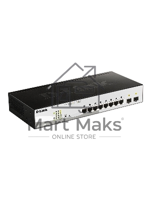 Коммутатор настраиваемый L2 PoE-коммутатор, 8x1000Base-T PoE, 2х1000Base-X SFP, PoE-бюджет 65 Вт, упрощенный интерфейс CLI