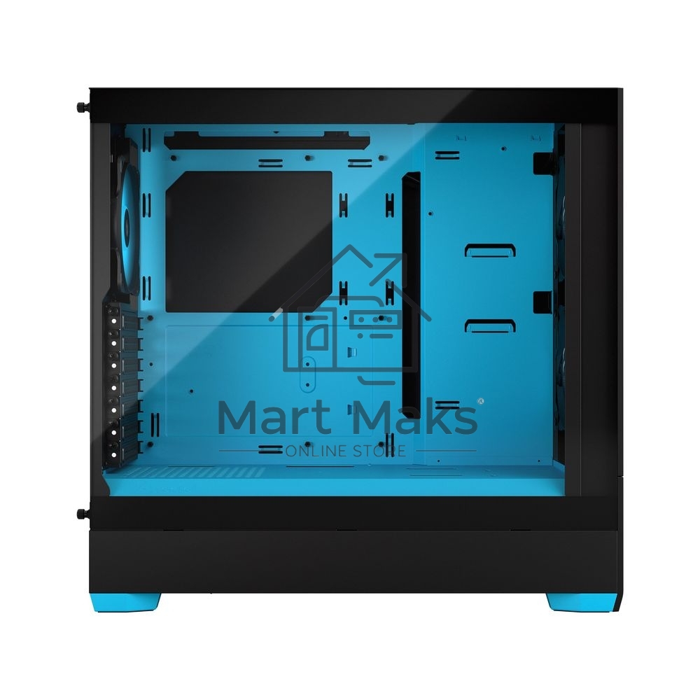 Корпус ПК без блока питания Fractal Design Pop Air RGB Cyan Core TG Clear Tint, Midi-Tower, 3x120mm RGB, 2xUSB-A 3.2 ATX, mATX, mITX черный/циан