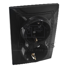 Розетка 2П+З двойная скрытой установки 16А 250В IP20, черная (керамика) 