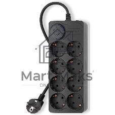 Сетевой фильтр Ippon BK-8-EU-5-16-B 5м (8 розеток) черный (коробка)
