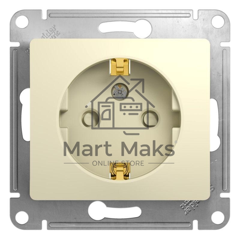 Механизм розетки 1-м СП Glossa 16А защ. шторки с заземл. беж. SchE GSL000245