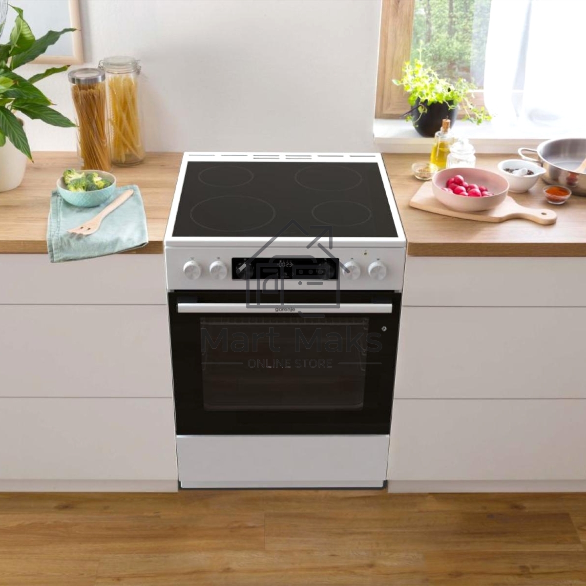 Плита электрическая Gorenje GEC6C40WD белый, конфорок 4 электрических, духовка 71 л, 60 см x 85 см x 60 см