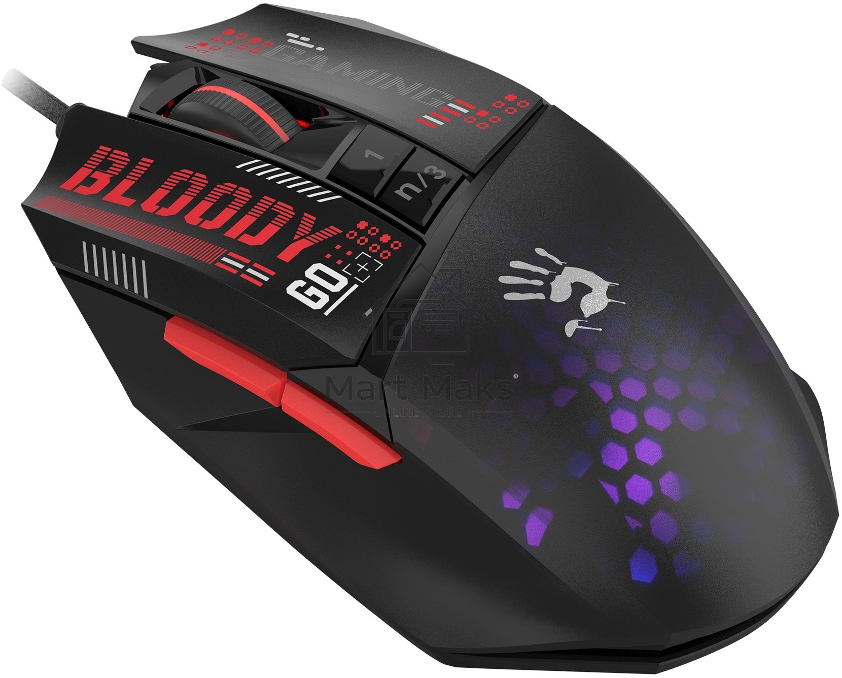 Мышь проводная A4Tech Bloody W60 Max Mini черный, 12000 dpi, USB, кнопки - 9