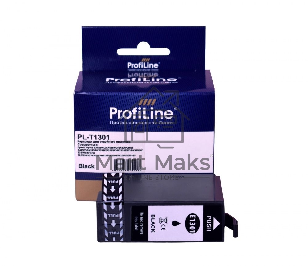 Картридж струйный ProfiLine PL-T1301 для принтеров Epson Stylus SX525WD/SX535WD/SX620/Office B42WD/BX525/BX535/BX625FWD/BX635FWD/BX925/BX935/WorkForce 525/630/3010/3520DWF/3530/3540/7015/7515/7525 с чернилами Black 25,4 мл
