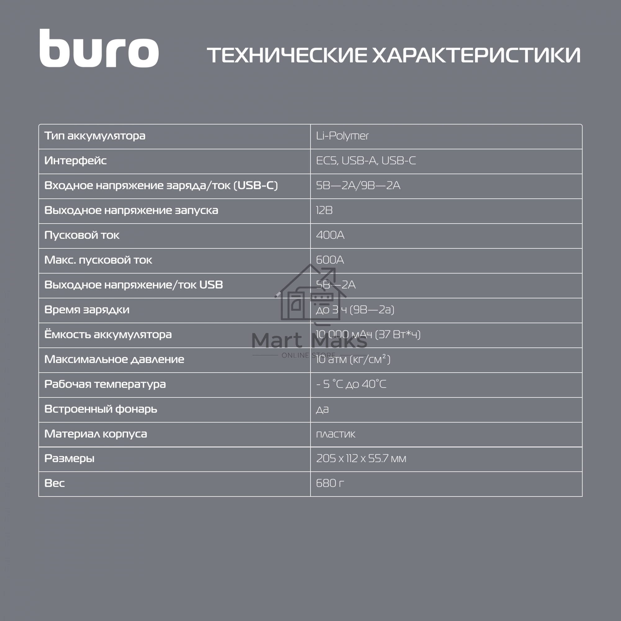 Пуско-зарядное устройство Buro SJ-K80