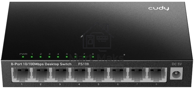 Коммутатор 8-Port 10/100 Mbps Desktop Switch, 8 10/100M RJ45 Ports, Loop Detection, Metal Case, Power Saving, Plug & Play