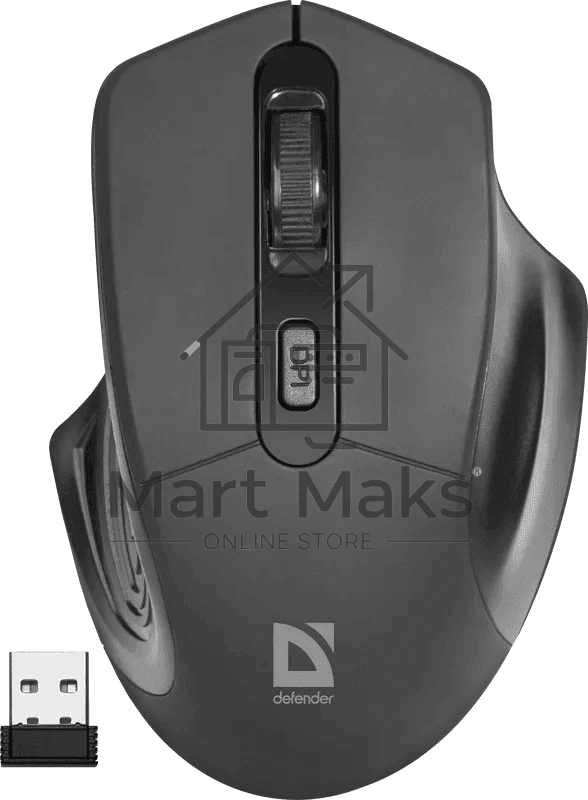Мышь беспроводная Defender Datum MB-345 черный, 1600 dpi, радиоканал, USB, кнопки - 4