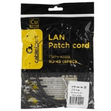 Патч-корд медный UTP Cablexpert PP10-1M/BK cat.5e, 1м, литой, многожильный, черный