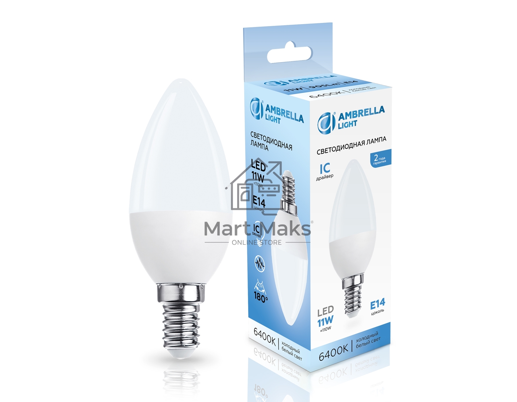 Светодиодная лампа 371116 LED C37 11W IC E14 6400K 175-265V