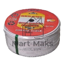 Кабель коаксиальный Rexant SAT 50м+CU/CU 75 Ом, 100м белый центральная жила CU медь, экран фольга AL, оплетка CU медь, 100 м