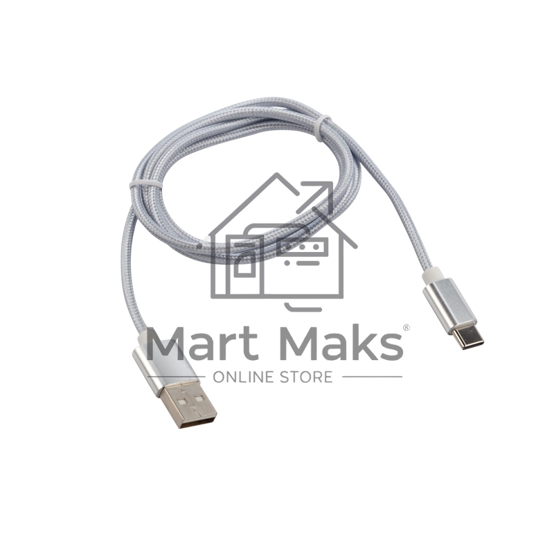 Кабель USB-Type-C/2A/nylon/silver/1m/Rexant