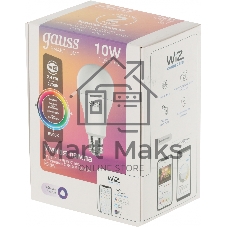 Лампа Светодиодная Gauss Smart Home RGbW E27 A60 10 Вт 2700-6500K 1/10/100