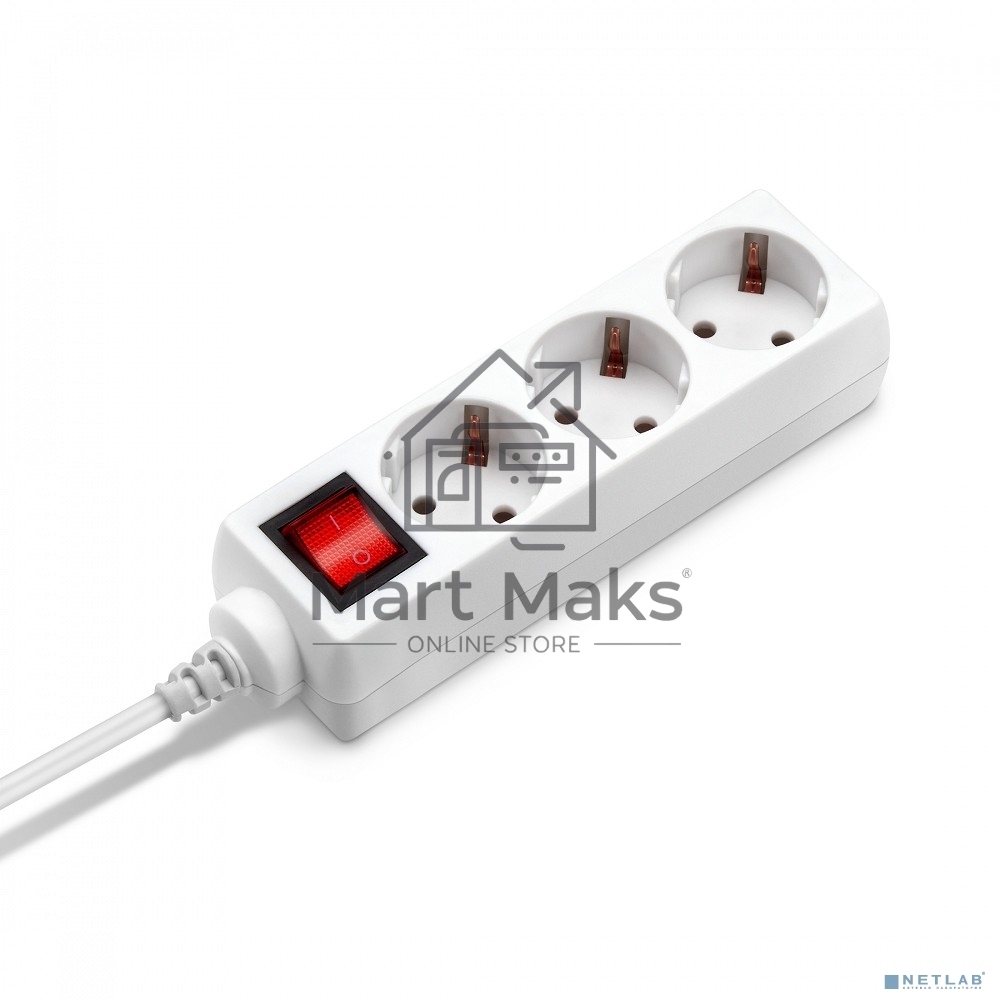 Сетевой удлинитель Buro BU-PS3.1/W 1.5м (3 розетки) белый (пакет ПЭ)