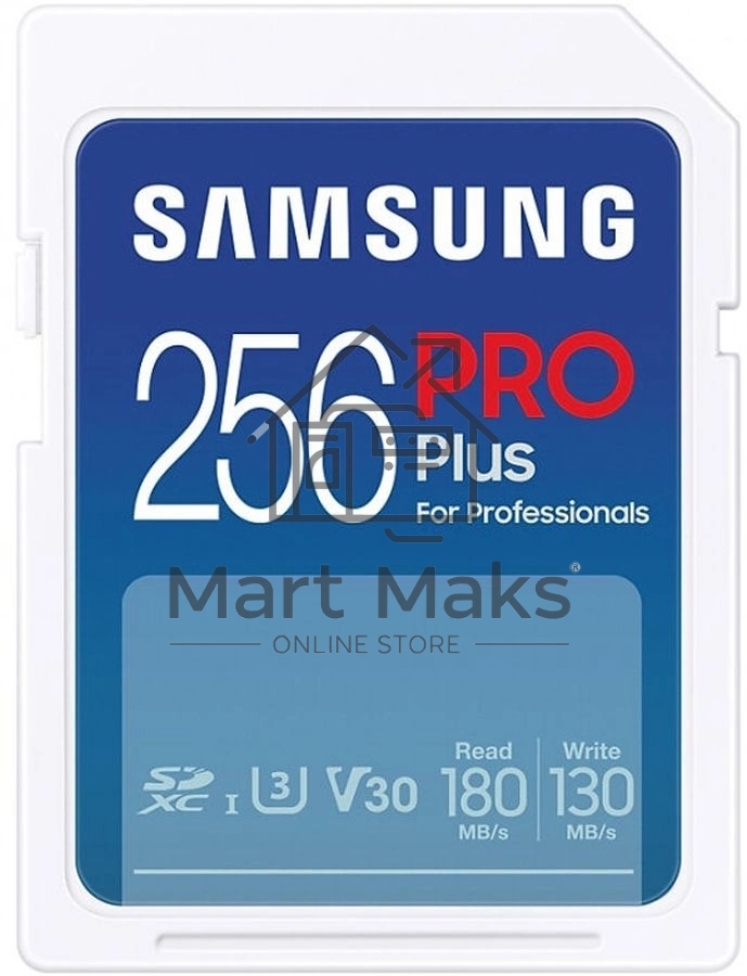 Флеш карта SDXC 256GB Samsung PRO Plus Class 10, A2, V30, UHS-I (U3), W 130 МБ/с, R 180 МБ/с, <MB-SD256S/EU>
