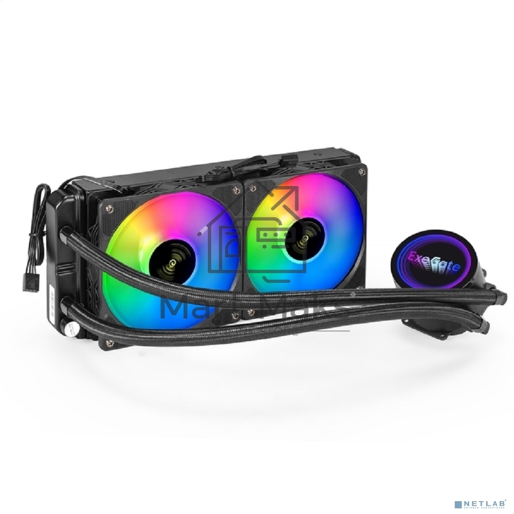 Система водяного охлаждения ExeGate BlackWater-240V2.PWM.RGb черный, 120 мм, алюминий, 2000 об/мин, 22 дБ, 4 pin, 220 Вт