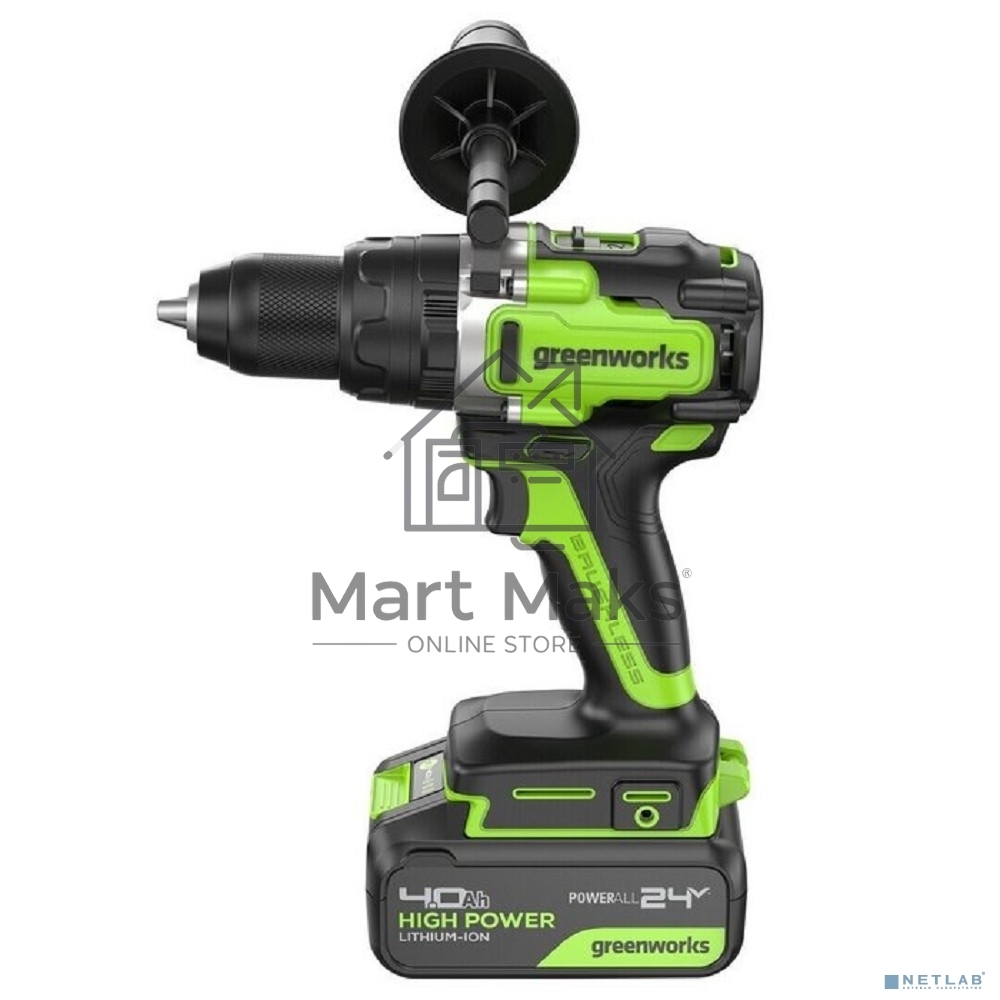 Дрель-шуруповерт GREENWORKS GD24DD140, Аккумуляторная, 24В, Без АКБ и ЗУ
