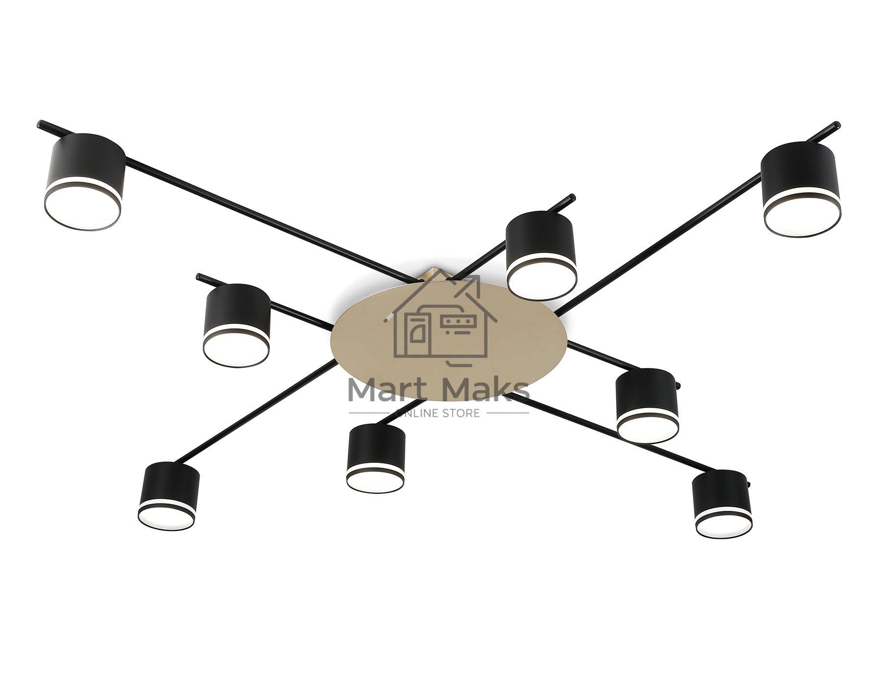 Потолочный светильник Ambrella light FL51760/8 BK/GD черный/золото GX53/8 max 12W 870*870*95