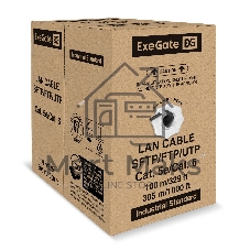 Кабель ExeGate Special FUTP4-C5e-CU-S24-OUT-PE-BK-305-FLUKE FTP 4 пары кат.5e медь, 0.48мм (24AWG), FLUKE® test pass, экран, внешн., без троса, 305м, черн., PE