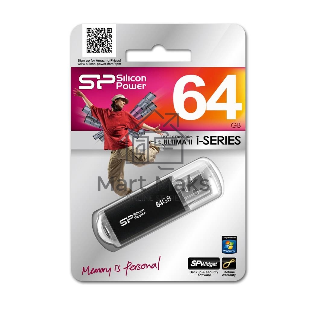Флешка USB R/W Silicon Power R/W USB Drive 64Gb Ultima II SP064GBUF2M01V1K USB2.0, Black