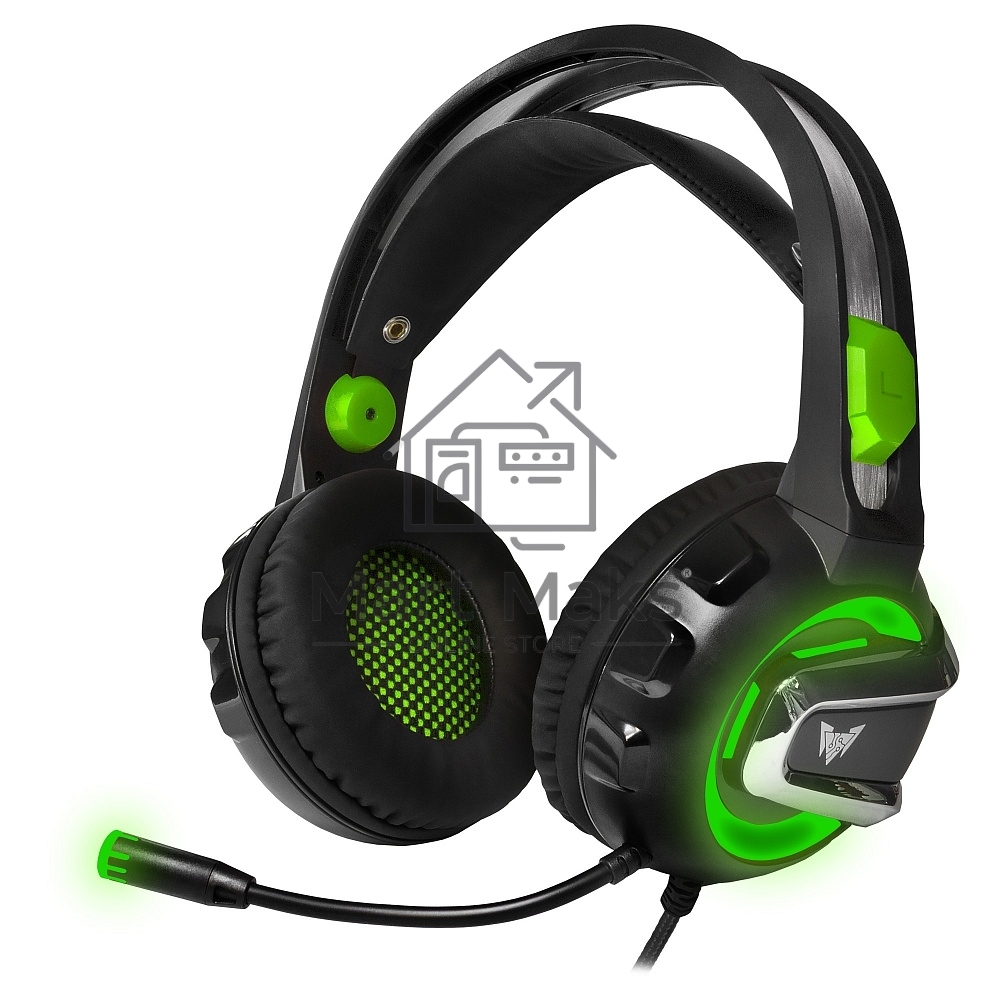 Гарнитура игровая Crown CMGH-3002 черный/зеленый