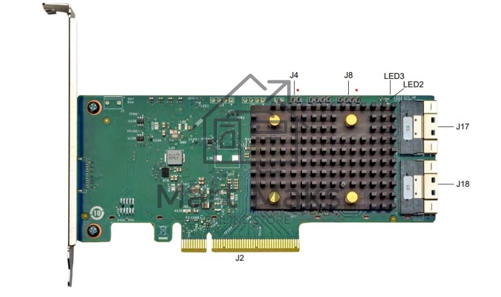 Адаптер SAS 9500-16i SGL (05-50077-02) PCIe v4 x8 LP, Tri-Mode SAS/SATA/NVMe 12G HBA, 16port(4*int SFF8654), 3816 IOC