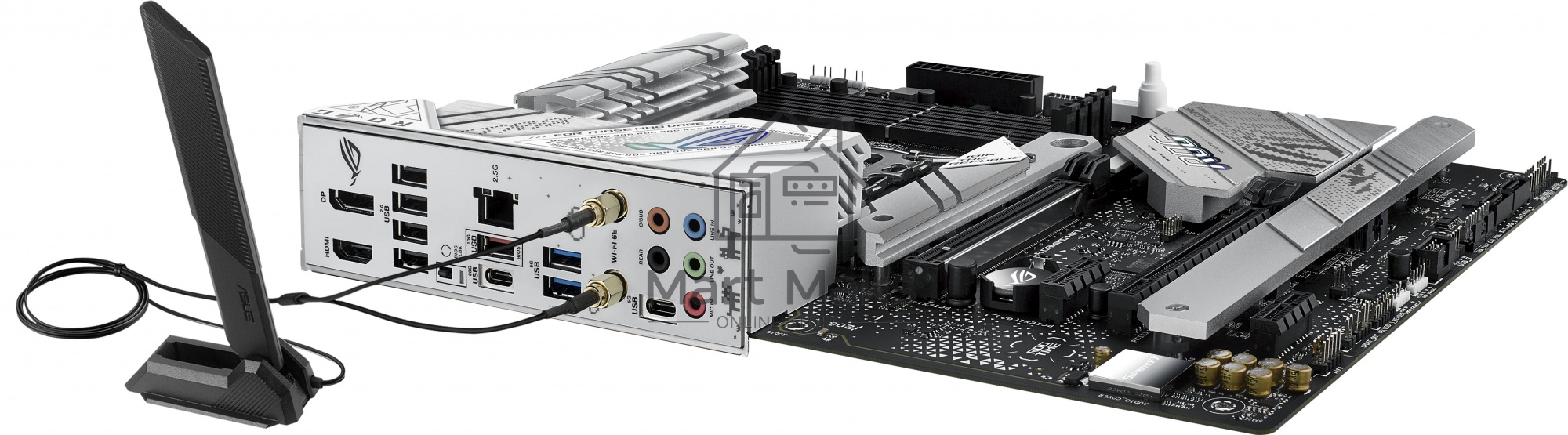 Материнская плата ASUS ROG STRIX B760-A GAMING WIFI, LGA 1700, Intel B760, 4xDDR5, 4xSATA, 3xM.2, 1xPCIe 5.0 x16, 1xPCIe 3.0 x4, 1xHDMI, 1xDP, 1x 2.5Gb LAN, 1xUSB-A 3.2 Gen 2, 2xUSB-A 3.2 Gen 1, 4xUSB 2.0, 5x3.5 мм, 7.1, Standard-ATX