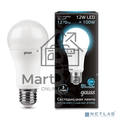 Лампа светодиодная GAUSS LD102502212LED A60 globe 12W E27 4100K