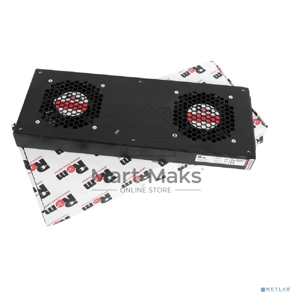 Модуль вентиляторный ЦМО, 2 вентилятора, колодка, черный R-FAN-2J-9005