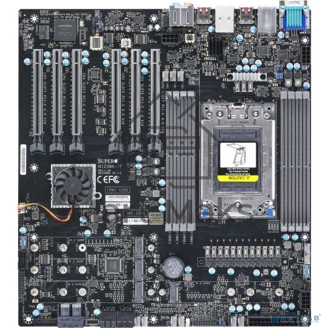 Материнская плата Supermicro MBD-M12SWA-TF-B, sWRX8, AMD WRX80, 8xDDR4, 4xSATA, 4xM.2, 2xU.2, 6xPCI-E 4.0 x16, 1x10Gb LAN, 1x1Gb LAN, 1xVGA, 5xUSB-A 3.2 Gen 2, 1xUSB-C 3.2 Gen 2x2, 7.1, E-ATX