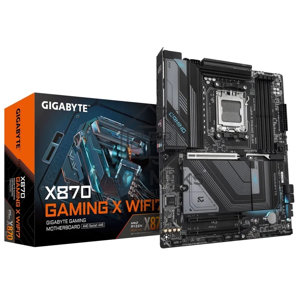 Материнская плата Gigabyte X870 GAMING X WIFI7, AM5, AMD X870, 4xDDR5, 4xSATA, 3xM.2, 1xPCI-E 5.0 x16, 2xPCI-E 3.0 x1, 1xHDMI, 1xUSB-C (DP), 1x 2.5Gb LAN, 4xUSB-A 2.0, 3xUSB-A 3.2 Gen 1, 1xUSB-A 3.2 Gen 2, 2xUSB-C 3.2 Gen 2 (USB4), 3x3.5 мм, 7.1, ATX