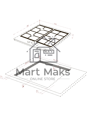 Газовая варочная панель MONSHER, газ, High-Tech, 44 см, автоматический электроподжиг, газ-контроль, форсунки под сжиженый газ, SABAF конфорки, чугунные решетки, черный