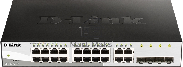 Коммутатор настраиваемый L2 коммутатор, 16х1000Base-T, 4хCombo 1000Base-T/SFP, упрощенный интерфейс CLI