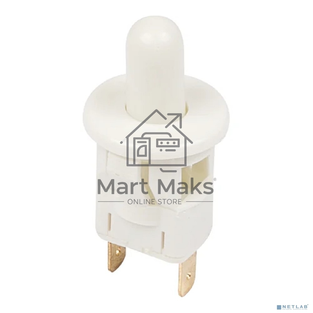 Выключатель-кнопка 250V 2.5А (2с) ON-(OFF) Б/Фикс белый (мебельная) Rexant