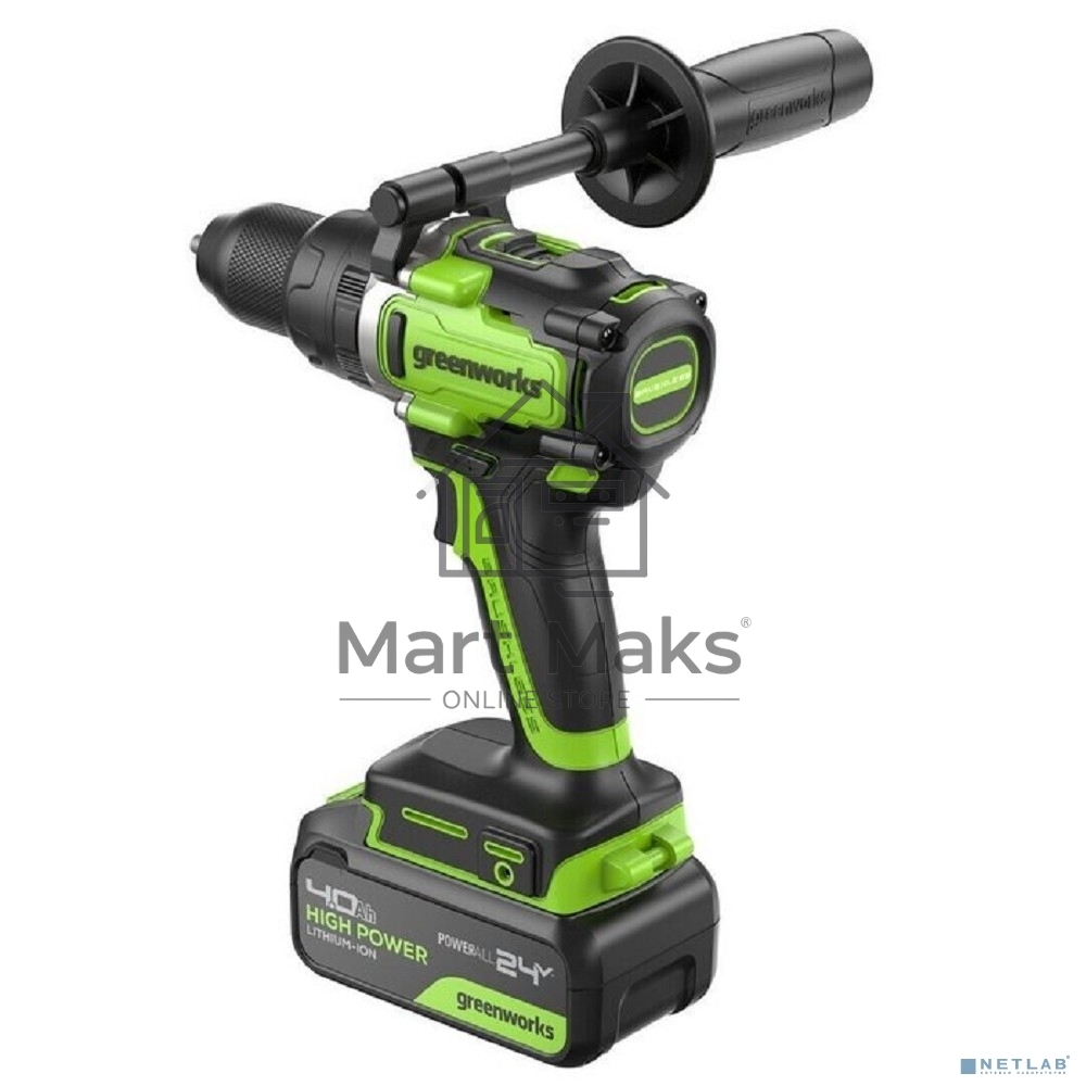 Дрель-шуруповерт GREENWORKS GD24DD140, Аккумуляторная, 24В, Без АКБ и ЗУ