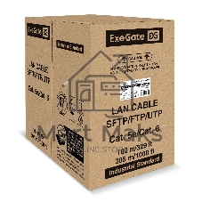 Кабель ExeGate Special FUTP4-C5e-CU-S24-OUT-PE-BK-305-FLUKE FTP 4 пары кат.5e медь, 0.48мм (24AWG), FLUKE® test pass, экран, внешн., без троса, 305м, черн., PE