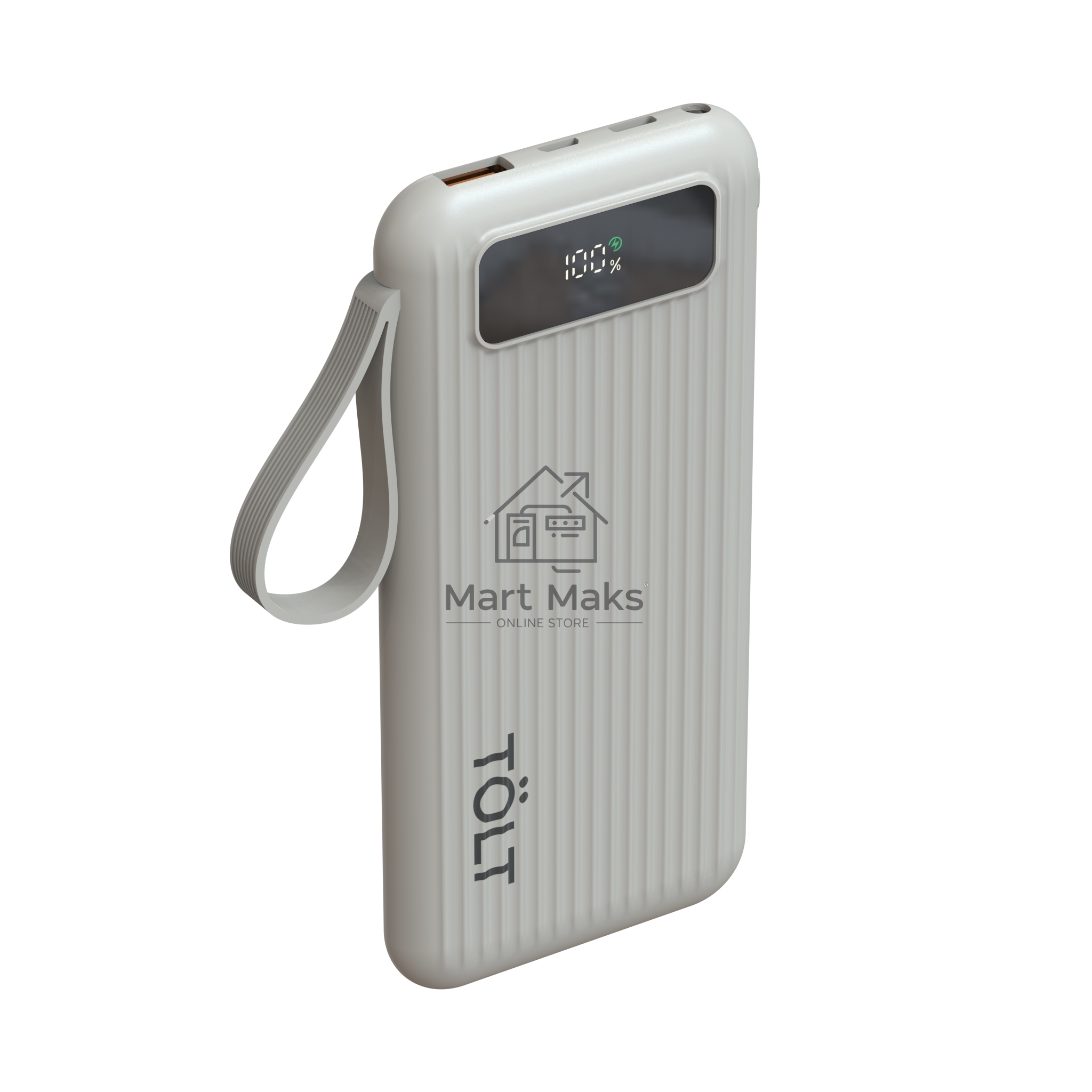 Портативный аккумулятор TOLT Stor SR-LB10D, 10000mAh, 22,5W, fast charging and PD, beige/ Powerbank TOLT Stor SR-LB10D, 10000mAh, 22,5W, fast charging and PD, beige