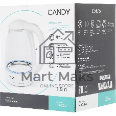 Чайник электрический Candy CK-300 белый, 1.8 л, 2200 Вт, скрытый нагревательный элемент