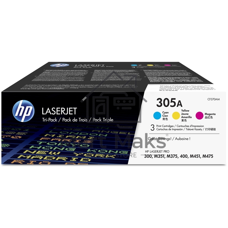 Картридж лазерный набор HP CF370AM № 305A голубой/пурпурный/желтый CLJ M451 (CE411A+CE412A+CE413A)