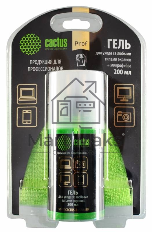 Чистящий набор (салфетки + гель) Cactus CS-S3004BL для экранов и оптики блистер 1шт 25х25см 200мл