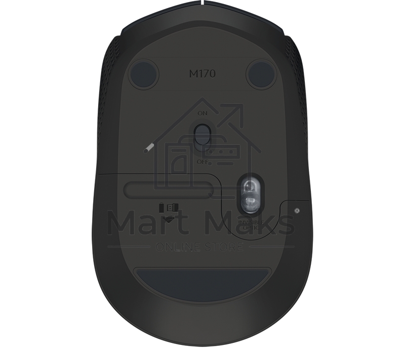 Мышь беспроводная Logitech M170 черный/темно-серый, 1000 dpi, радиоканал, USB, кнопки - 3