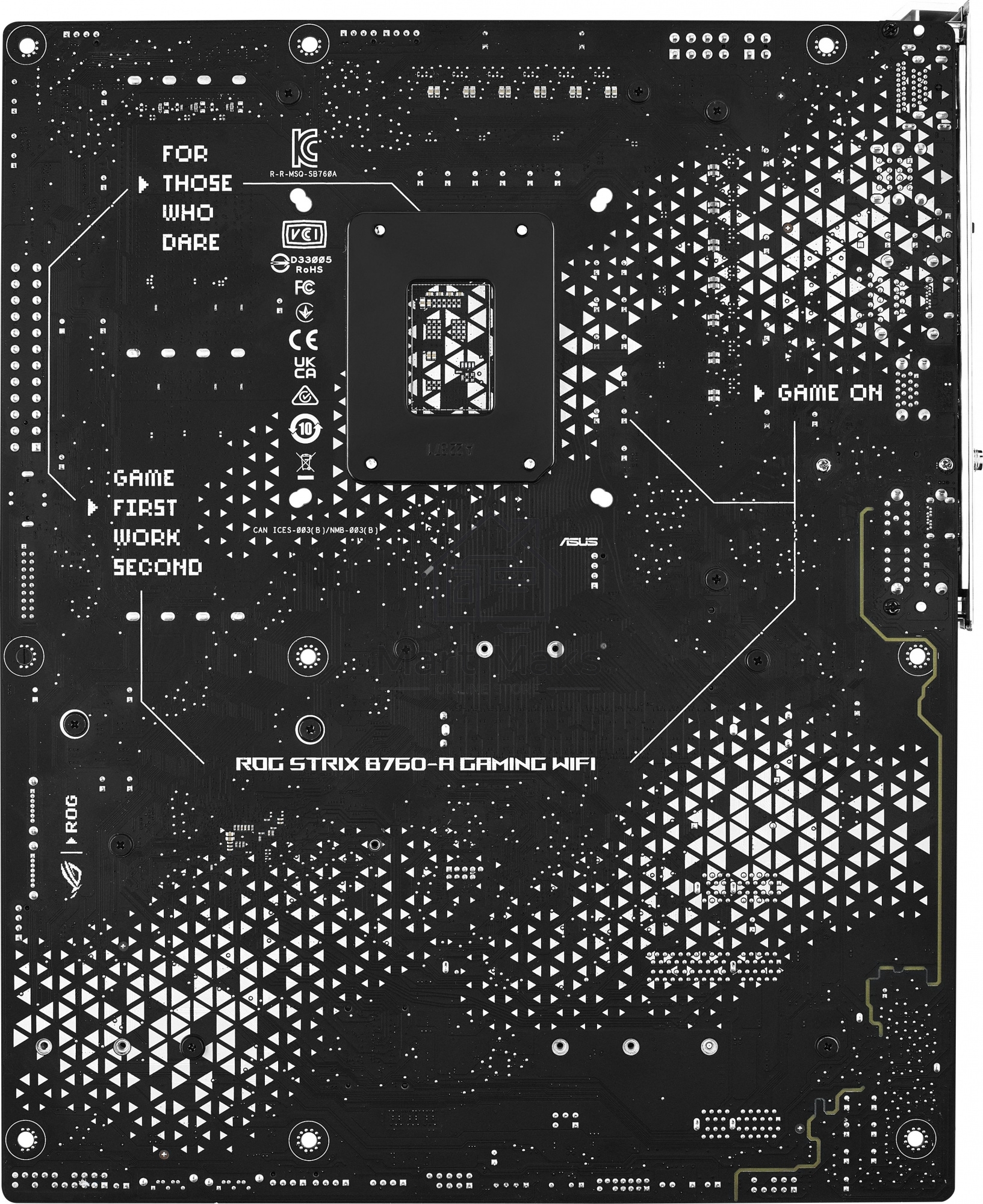 Материнская плата ASUS ROG STRIX B760-A GAMING WIFI, LGA 1700, Intel B760, 4xDDR5, 4xSATA, 3xM.2, 1xPCIe 5.0 x16, 1xPCIe 3.0 x4, 1xHDMI, 1xDP, 1x 2.5Gb LAN, 1xUSB-A 3.2 Gen 2, 2xUSB-A 3.2 Gen 1, 4xUSB 2.0, 5x3.5 мм, 7.1, Standard-ATX