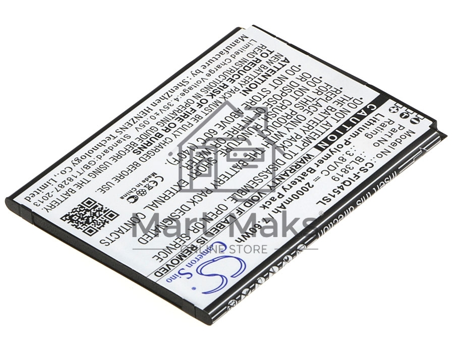 Аккумулятор CameronSino CS-FIQ451SL BL3819 для Fly IQ4514 Evo Tech 4 3.8V / 2000mAh / 7.60Wh