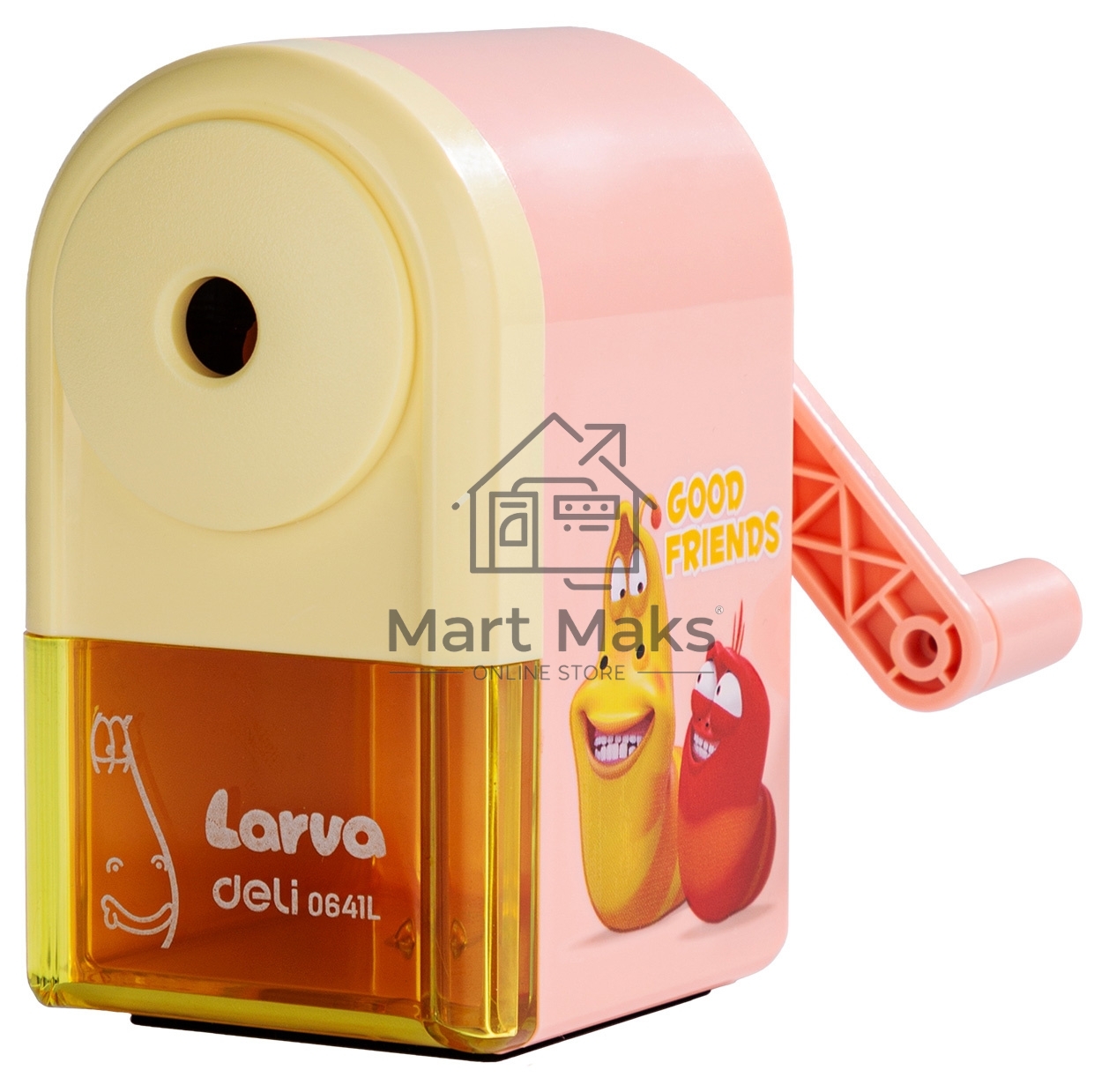 Точилка для карандашей механическая Deli E0641L Larva, 1 отверстие, пластик, ассорти