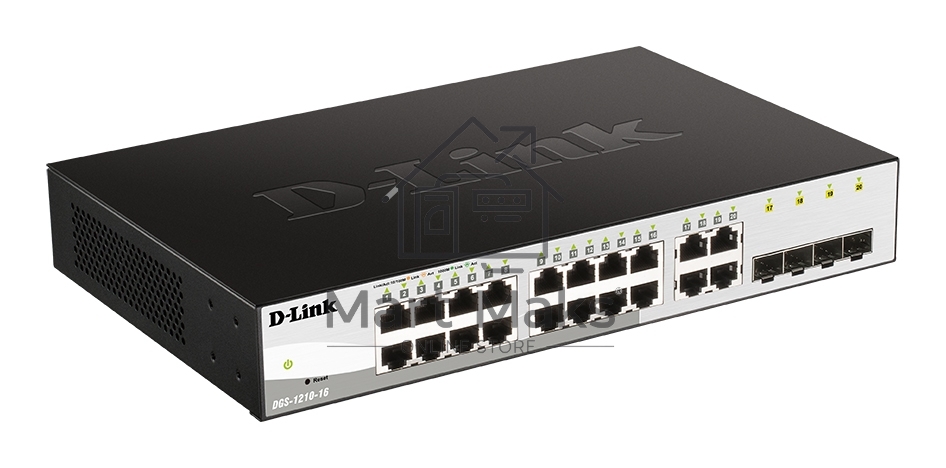 Коммутатор настраиваемый L2 коммутатор, 16х1000Base-T, 4хCombo 1000Base-T/SFP, упрощенный интерфейс CLI