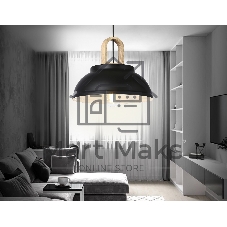 Светильник Ambrella light TR8192 BK/LW черный/светлое дерево E27 max 40W D290*900