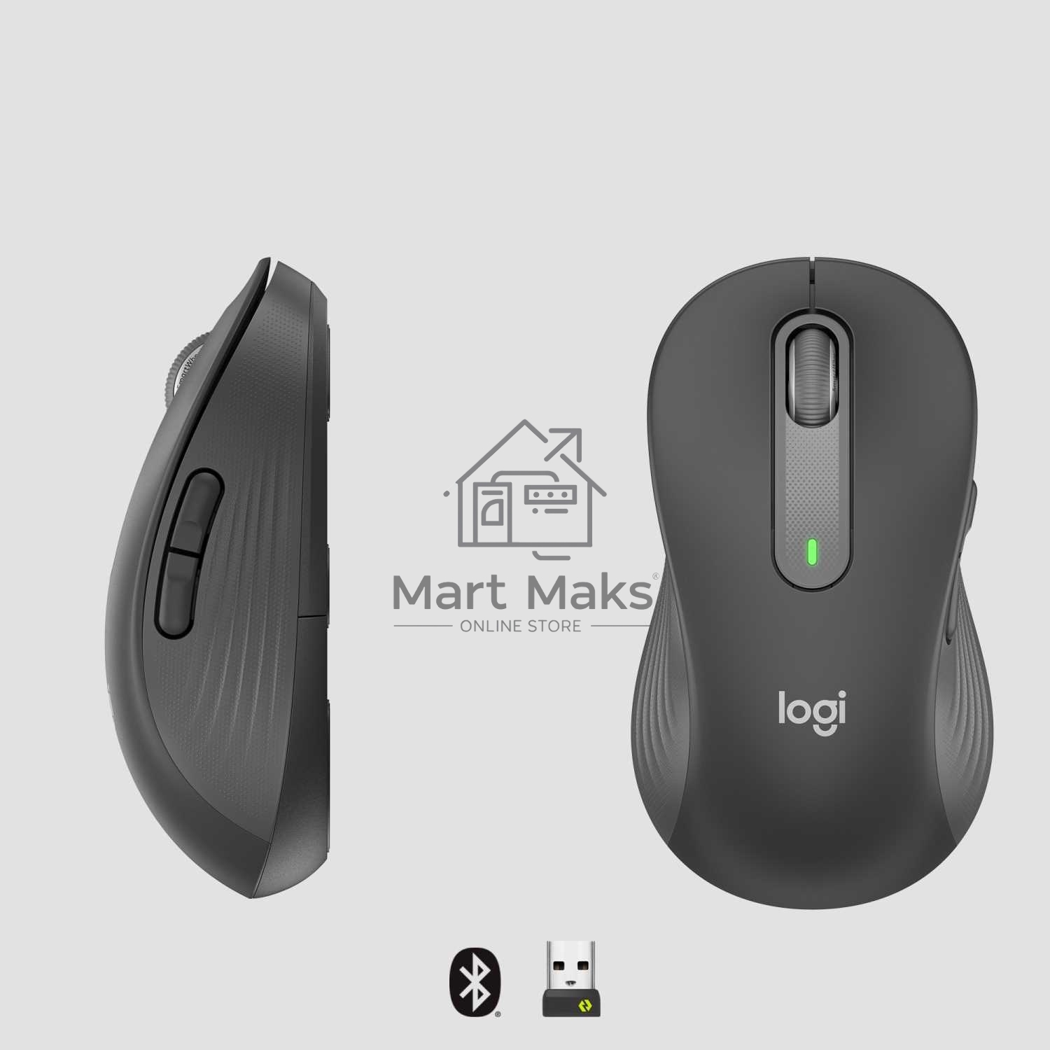 Мышь беспроводная Logitech Signature M650 L LEFT графитовый, 4000 dpi, радиоканал, Bluetooth, USB, кнопки - 5