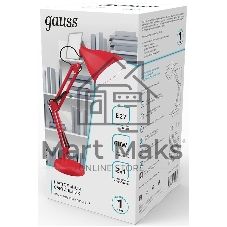 Светильник Gauss GT0034 настольный на струбцине/основание E27 красный 60Вт