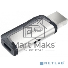 Флешка USB SanDisk DDC2 Ultra Dual (SDDDC2-032G-G46), 128Gb, USB 3.0/USB 3.1 Type C, R/W 150/30, серый/черный